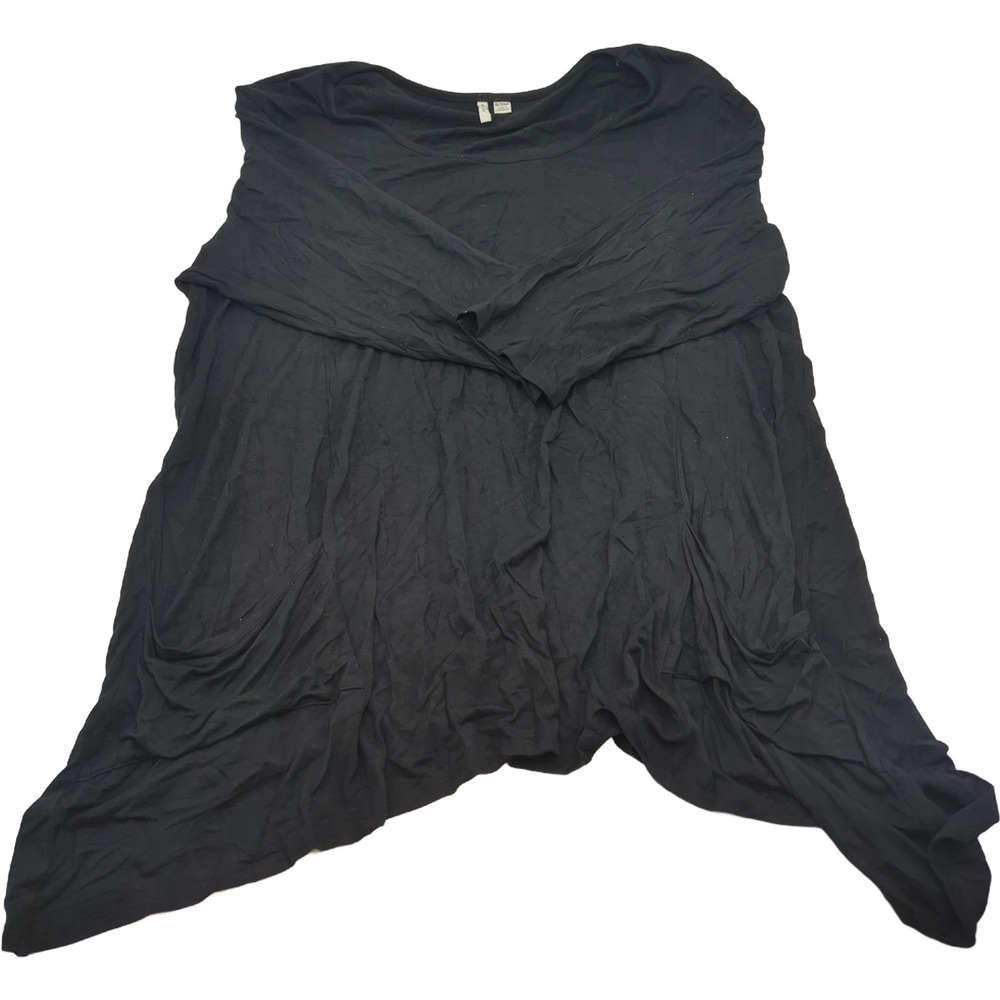 Catherines Est 1946 Black Sharkbite Hem Tunic Top Long Sleeve Pockets 18/20W